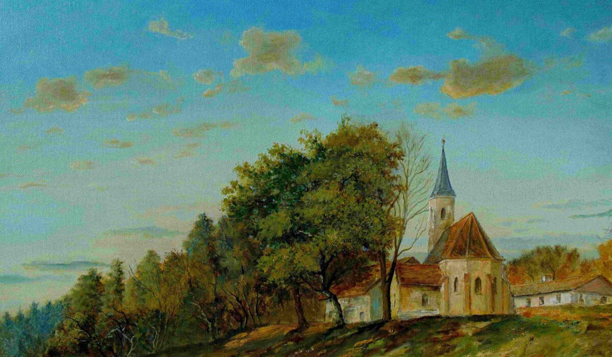 Sonnenuntergang über Guteneck, lasurmalerei