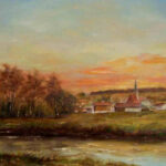 Sonnenuntergang über Johanniskirchen hängt im Bürgermeister Zimmer