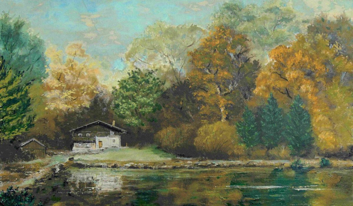 Idyllische Landschaft mit Teich bei Haidenburg